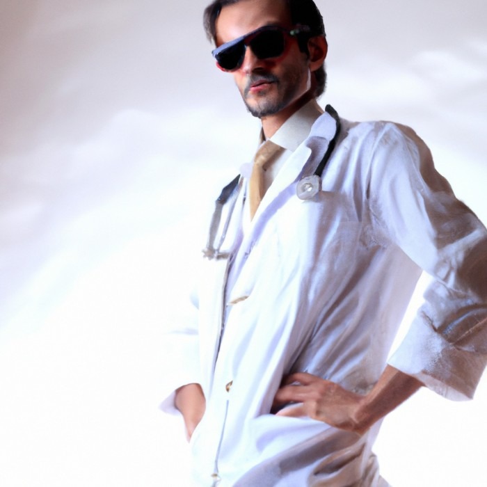 Image of an arrogant looking doctor with sunglasses.