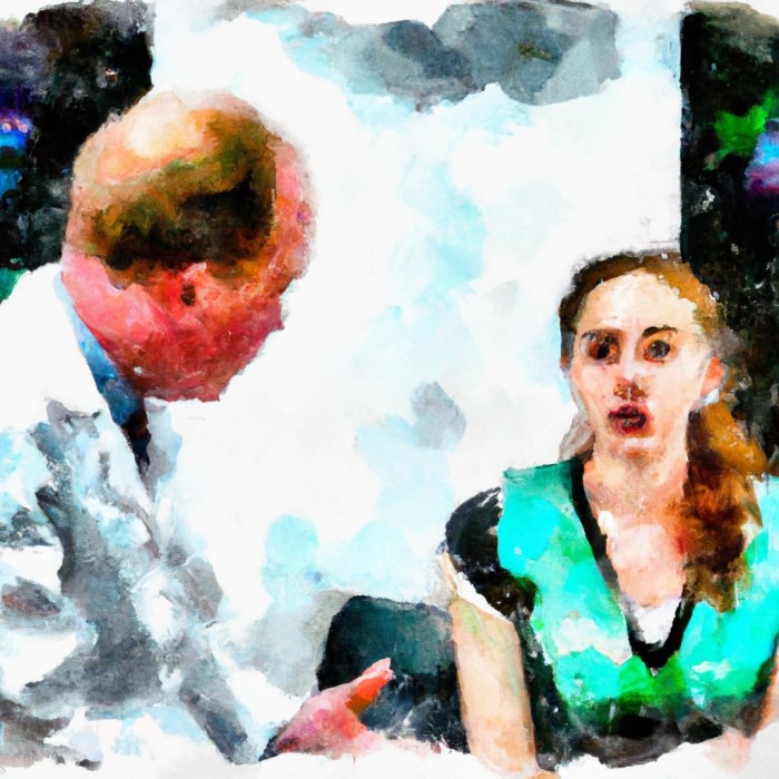 AI drawing of a doctor with a patient.