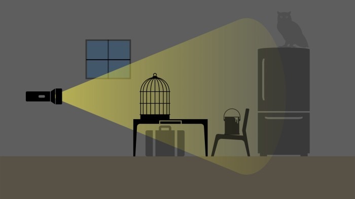 Illustration of light beam from a flashlight.