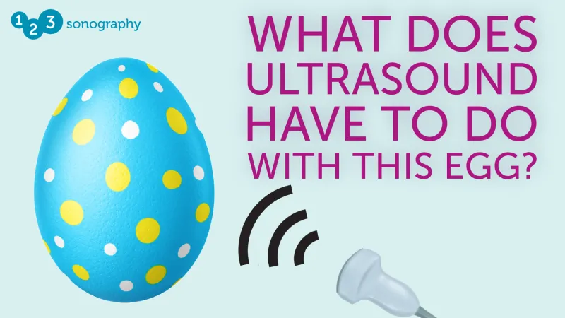 An easter egg with an ultrasound probe and the text 'What does ultrasound have to do with this egg?'.