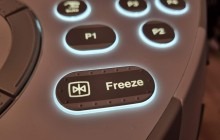 Freeze button on an ultrasound machine.